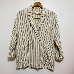 Anthropologie Maeve Danielle Striped Cotton Blazer